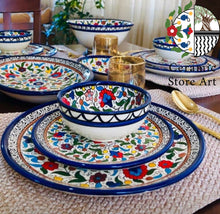 Load image into Gallery viewer, 16-Piece King's Set Tableware | Handmade & Hand-Painted Ceramic | High-Quality Serving Set | Navy,  Multicolored, Turquoise | Hebron Ceramic