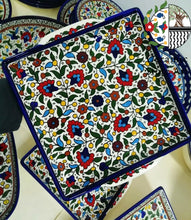 Load image into Gallery viewer, 10-Piece Handmade Ceramic Serving Set | Tableware | Navy, Turquoise, Multicolored | Hebron Handcrafted Ceramic Gift | Ceramic Dishware Set