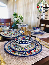 Load image into Gallery viewer, King's Set Tableware Ceramic 24-Piece | Dinnerware Set | Multicolored, Navy, Turquoise | Handmade Hebron Ceramic | Dinning Ceramic Set