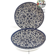 Load image into Gallery viewer, Large Ceramic Platter | Rice Serving Dish |Handmade Handpainted High Quality Ceramic | Colored | Navy | Turquoise | Hebron Ceramic Dish