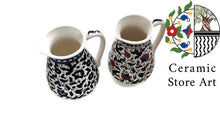 Load image into Gallery viewer, Ceramic Jug Water Ceramic Jug Handmade Hand painted High Quality Ceramic Multi Colored floral | Navy Blue | Turquoise | Hebron Ceramic
