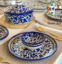 Load image into Gallery viewer, 16-Piece King's Set Tableware | Handmade & Hand-Painted Ceramic | High-Quality Serving Set | Navy,  Multicolored, Turquoise | Hebron Ceramic