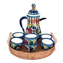 Load image into Gallery viewer, Ceramic Set of 6 Cups with Coffeepot Dallah | Coffee Serving Set