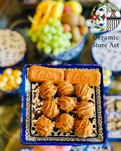 Load image into Gallery viewer, Palestinian Hebron 10 Items Set | Handmade Hand-painted High Quality Ceramic Tableware Set | Navy & White Patterns |Multicolored | Turquoise