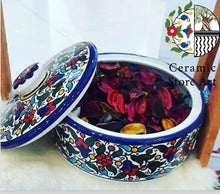 Load image into Gallery viewer, Hebron Delight: Handcrafted Palestinian Sweet Jar - Stunning Ceramic Artistry Large Ceramic Sweet Container | Palestinian Ceramic