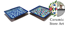 Load image into Gallery viewer, Ceramic Square Plate 13cm | Palestinian Handmade Hand painted ceramic Square Dish| Blue & White | Floral Multicolored | Turquoise | Olives