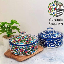 Load image into Gallery viewer, Hebron Delight: Handcrafted Palestinian Sweet Jar - Stunning Ceramic Artistry Large Ceramic Sweet Container | Palestinian Ceramic