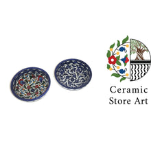 Load image into Gallery viewer, Handmade Ceramic Soup Bowl (12 cm) | High-Quality Hebron Pottery | Multicolored, Navy, Turquoise, Olives Pattern | Ceramic Bowl for Soup