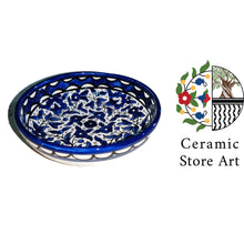 Load image into Gallery viewer, Ceramic shallow bowl serving plate 18cm | Handmade Hand painted High Quality Ceramic | Multi Colored Floral | Blue and white| Hebron Ceramic