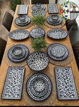 Load image into Gallery viewer, Tableware Ceramic 18-piece Handmade Handpainted Dinnerware Ceramic Set | Navy | Colored | Turquoise | Palestine Ceramic King's Dinning Set