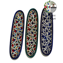 Load image into Gallery viewer, Long Oval Ceramic Plate | Turquoise, Multicolored, Navy | Hebron Ceramic Serving Plate for Sushi, Muffins, and Appetizers | Appetizers Dish
