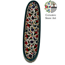 Load image into Gallery viewer, Long Oval Ceramic Plate | Turquoise, Multicolored, Navy | Hebron Ceramic Serving Plate for Sushi, Muffins, and Appetizers | Appetizers Dish
