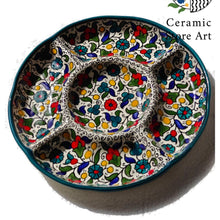 Load image into Gallery viewer, Appetizer Plater Round 5-section | Handmade Hand painted Ceramic | Multicolored | Navy | Turquoise | Olives | Palestinian Hebron Ceramic