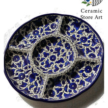 Load image into Gallery viewer, Appetizer Plater Round 5-section | Handmade Hand painted Ceramic | Multicolored | Navy | Turquoise | Olives | Palestinian Hebron Ceramic