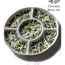 Load image into Gallery viewer, Appetizer Plater Round 5-section | Handmade Hand painted Ceramic | Multicolored | Navy | Turquoise | Olives | Palestinian Hebron Ceramic
