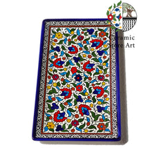 Load image into Gallery viewer, Ceramic Rectangular Dish Plate | Handmade Hand painted Ceramic | Multi Colored Floral | Navy | Turquoise | Olives Palestinian Hebron Ceramic