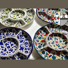 Load image into Gallery viewer, Appetizer Plater Round 5-section | Handmade Hand painted Ceramic | Multicolored | Navy | Turquoise | Olives | Palestinian Hebron Ceramic