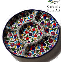 Load image into Gallery viewer, Appetizer Plater Round 5-section | Handmade Hand painted Ceramic | Multicolored | Navy | Turquoise | Olives | Palestinian Hebron Ceramic