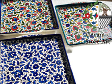 Load image into Gallery viewer, Ceramic square Platter | Handmade Hand painted Ceramic | Multi Colored | Blue and white | Turquoise | Palestinian Product Hebron Ceramic