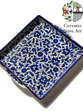 Load image into Gallery viewer, Ceramic square Platter | Handmade Hand painted Ceramic | Multi Colored | Blue and white | Turquoise | Palestinian Product Hebron Ceramic