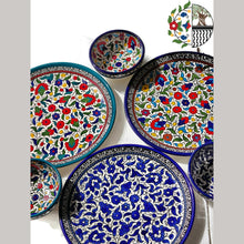 Load image into Gallery viewer, Ceramic Dinnerset Plates & Bowls | Palestinian Handmade Hand-Painted Ceramic| Multicolored | Navy | Turquoise | Olives | Dinner plates set