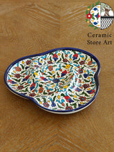 Load image into Gallery viewer, 4-Section Appetizer Ceramic Platter | Multicolored, Navy, Turquoise , Olives Pattern | Divided Serving Platter | Dip Serving Dish | Herbon