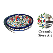Load image into Gallery viewer, Handmade Ceramic Soup Bowl (12 cm) | High-Quality Hebron Pottery | Multicolored, Navy, Turquoise, Olives Pattern | Ceramic Bowl for Soup
