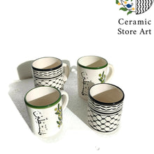 Load image into Gallery viewer, Palestine Mug | Keffiyeh Mug | Handala Mug | Traditional ceramic mug's set , Nice Gift , traditional Palestinian Hebron Ceramic