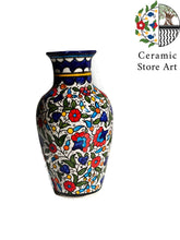 Load image into Gallery viewer, Keffiyeh Ceramic Flower Vase Modern Style | Hand Painted Floral Ceramic Vase | Hebron Ceramic | Palestine Ceramic | Multicolored | Keffiyeh