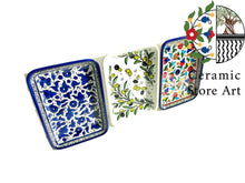 Load image into Gallery viewer, Ceramic Rectangular Dish | Handmade Hand painted Ceramic | Colored Floral | Navy | Turquoise | Olives | Palestinian Hebron Ceramic Plate