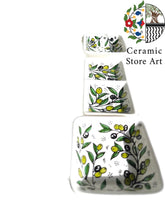 Load image into Gallery viewer, Palestinian Hebron Ceramic Set | Handmade Hand-painted High Quality Ceramic Tableware Set | Olives Pattern | Navy |Multicolored | Turquoise
