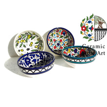 Load image into Gallery viewer, Handmade Ceramic Soup Bowl (12 cm) | High-Quality Hebron Pottery | Multicolored, Navy, Turquoise, Olives Pattern | Ceramic Bowl for Soup