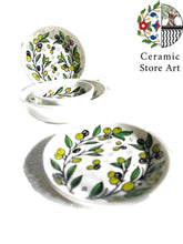 Load image into Gallery viewer, Palestinian Hebron Ceramic Set | Handmade Hand-painted High Quality Ceramic Tableware Set | Olives Pattern | Navy |Multicolored | Turquoise