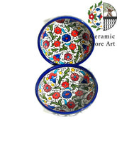 Load image into Gallery viewer, Ceramic Bowl 10 cm | Handmade Handpainted High Quality Ceramic | Multi Colored Floral | Blue and white | Palestinian Hebron Ceramic