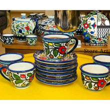 Load image into Gallery viewer, Ceramic Set of 6 Cups with Coffeepot Dallah | Coffee Serving 12 items Set
