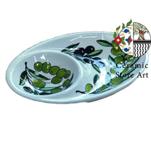 Load image into Gallery viewer, Olives Oval Serving Plate 2 Section