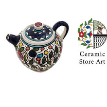 Load image into Gallery viewer, Floral Rounded Ceramic Teapot 50oz
