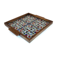 Load image into Gallery viewer, Wooden Ceramic Tray 4 Tiles
