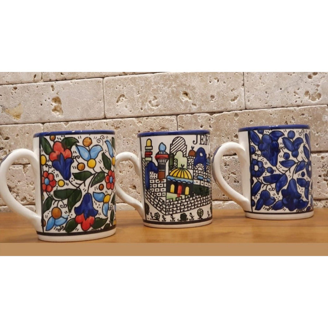 Jerusalem Painted ceramic mug  Handmade Hand-painted high quality ceramic Jerusalem Mug | multi colored Jerusalem pattern | Hebron ceramic