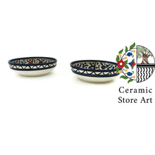 Load image into Gallery viewer, Ceramic shallow Bowl 15cm | Handmade Handpainted High Quality Ceramic | Multi Colored Floral | Blue and white | Palestinian  Hebron Ceramic
