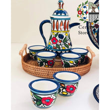 Load image into Gallery viewer, Drinkware Ceramic Set coffee Serving Set | Handmade handcrafted Ceramic Serving Set | Palestinian Ceramic | Multicolored Floral
