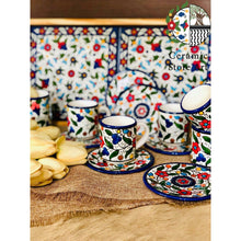 Load image into Gallery viewer, Hebron Ceramic Coffee Serving Set | High Quality Handcrafted Palestinian Ceramic | Serving Tray &amp; Cups | Fine Art Handmade Hand Painted Set
