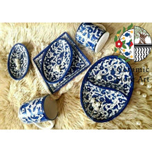 Load image into Gallery viewer, Breakfast 20 pieces Ceramic Set | Handmade Hand-painted Holy Land Ceramic Tableware Set  | Navy Blue &amp; White Patterns | Dinning l Kitchen
