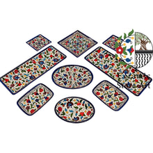 Load image into Gallery viewer, Tableware Ceramic Breakfast Set  | Colorful Design  | Handmade Handcrafted 9 items Set | Hebron Ceramic Set | Ceramic Serving Set
