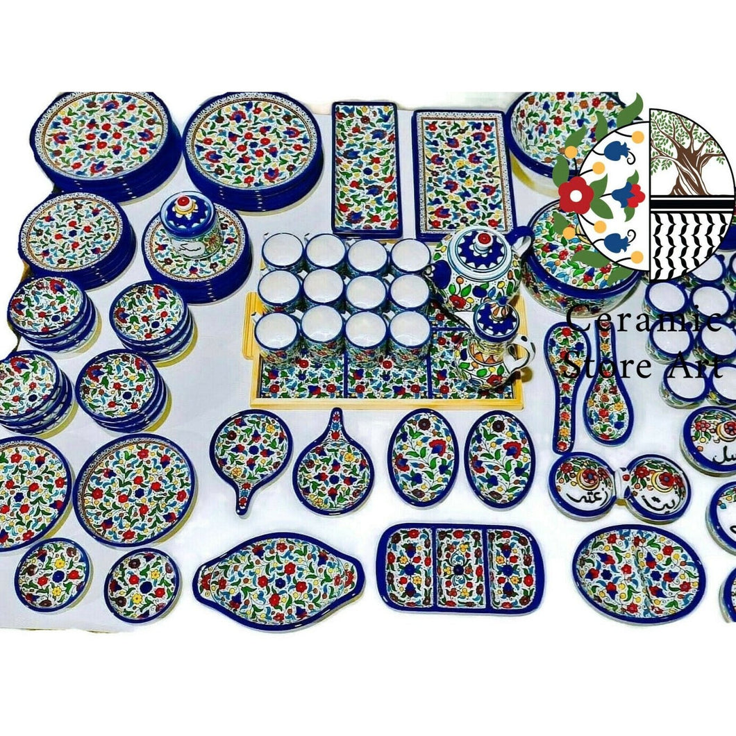 Handmade Handpainted Ceramic Palestinian Hebron Products for kitchenware | Drinkware | Dinning | Serving | Set of 100  items