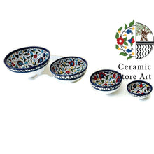 Load image into Gallery viewer, 4 Ceramic Bowls for Serving Food | Floral Multi Colored | Blue and white | High Quality Handmade Hand-painted  | Hebron Ceramic
