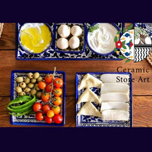 Load image into Gallery viewer, Ceramic Tableware Set 10 items Handmade Hand-painted High Quality  | Navy Blue &amp; White Patterns | Dinning | Palestinian Hebron ceramic
