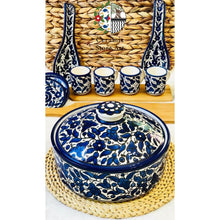 Load image into Gallery viewer, Palestinian Ceramic Tableware Set of 28 items  | Blue and White Color | Hebron Ceramic | Dining Set | Drinkware Set
