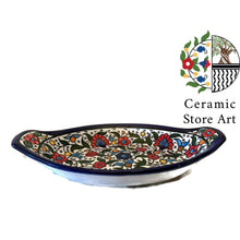 Load image into Gallery viewer, Ceramic Serving Oval Plate | Floral Multi Colored  | Handcrafted Hand Painted Ceramic Oval shaped Dish / Plate | Hebron Ceramic Art Gift
