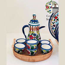 Load image into Gallery viewer, Drinkware Ceramic Set coffee Serving Set | Handmade handcrafted Ceramic Serving Set | Palestinian Ceramic | Multicolored Floral
